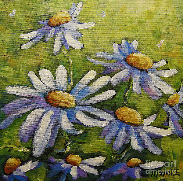 Daisies Flowers Art Print featuring the painting Smiling Daisies by Prankearts by Richard T Pranke
