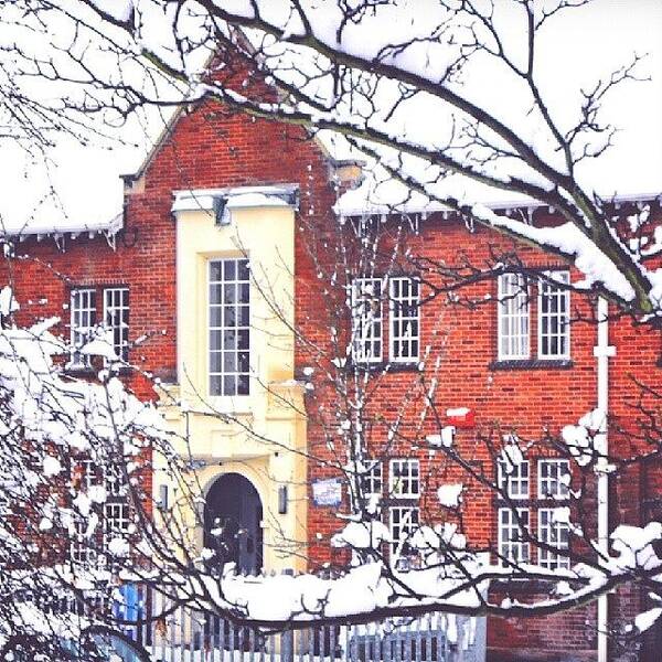 Winter Art Print featuring the photograph #snow #red #house #winter by Linandara Linandara