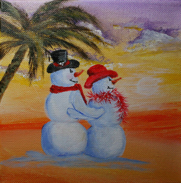  Art Print featuring the painting Snowies in Paradise by Donna Tucker