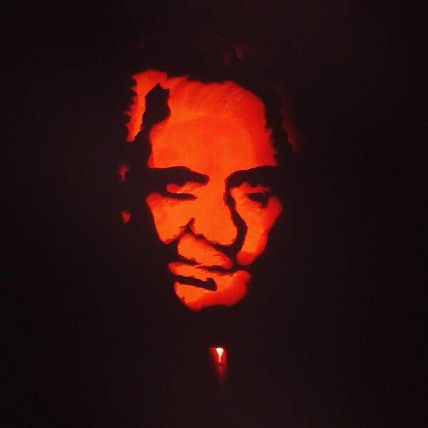  Art Print featuring the photograph So Proud Of My Johnny Cash Pumpkin by Angela Davis