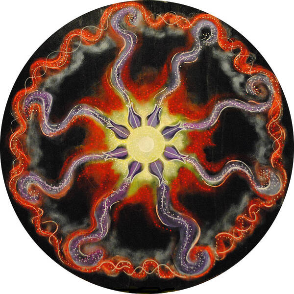 Sun Art Print featuring the painting Solar Soul Red Illumination by Patricia Arroyo