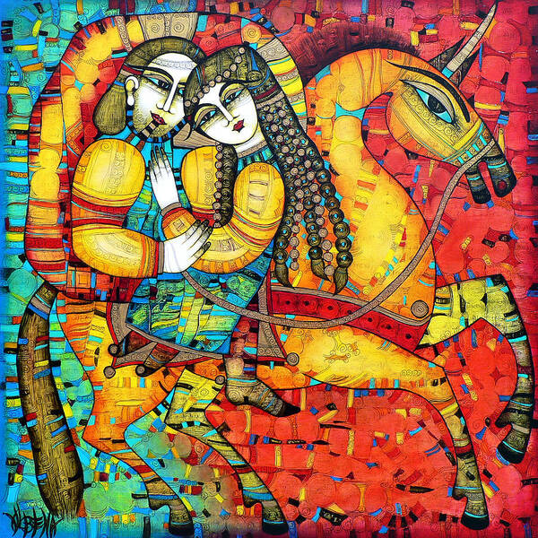 Albena Art Print featuring the painting SONATA for two and unicorn by Albena Vatcheva
