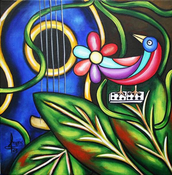 Cuba Art Print featuring the painting Songbird by Annie Maxwell