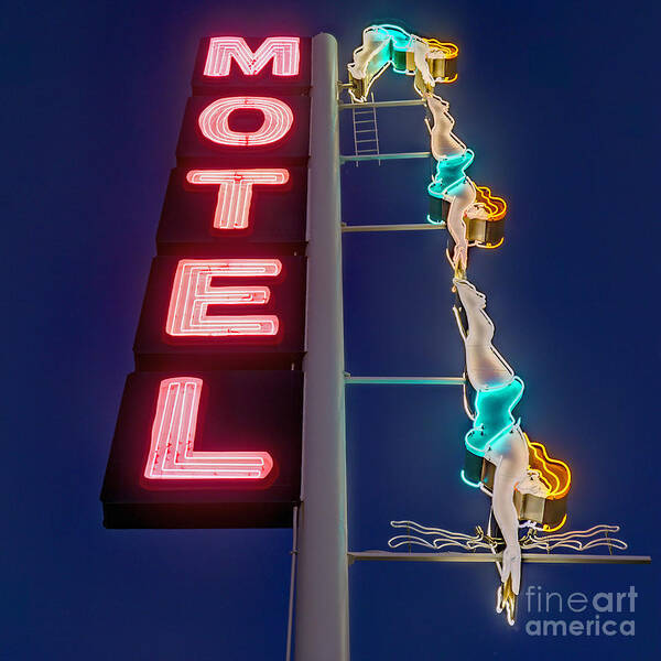Bright Art Print featuring the photograph Splashdown Motel by Martin Konopacki