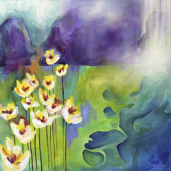 Flowers Art Print featuring the painting Sprouting by Darcy Lee Saxton