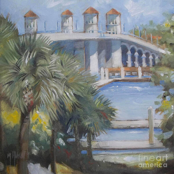 Florida Art Print featuring the painting St Augustine Bridge of Lions by Mary Hubley