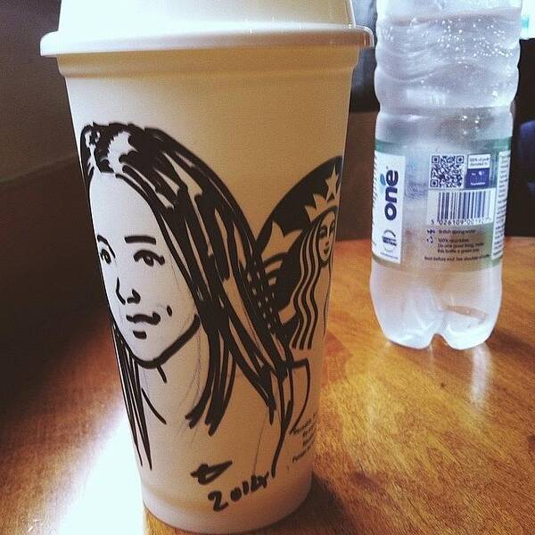 Takeout Art Print featuring the photograph Starbucks Drew My Caricature Look by Izzy Austen