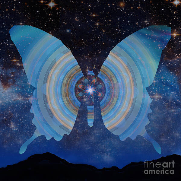 Stellar Art Print featuring the painting Stellar Butterfly by Shelley Myers