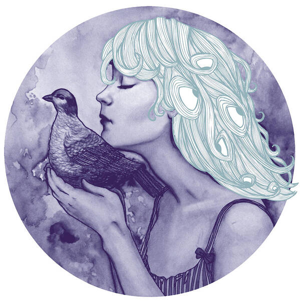 Bird Art Print featuring the drawing Still Here Pantone by Freja Friborg