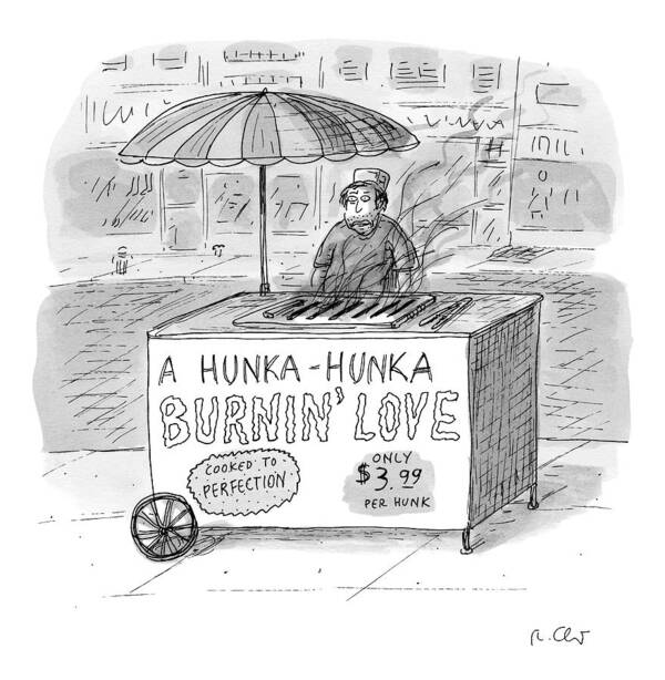 Love Art Print featuring the drawing Street Vendor Stands Behind His Cart by Roz Chast