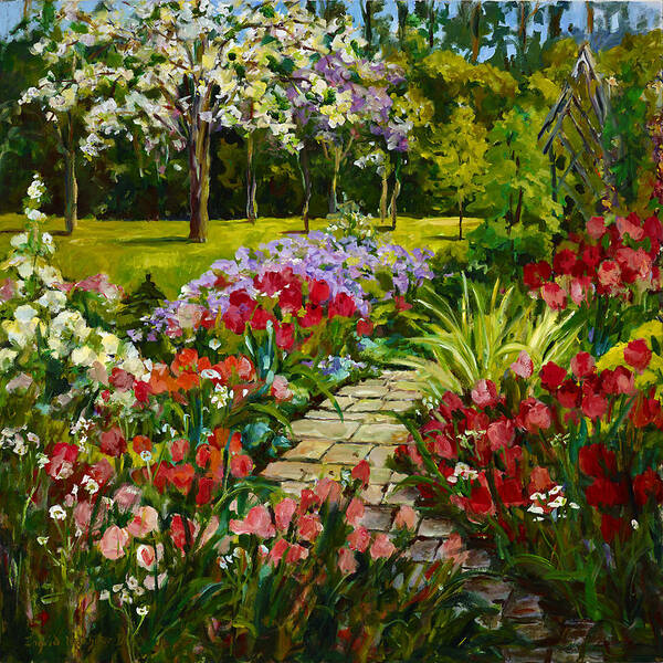 Flowers Art Print featuring the painting Summer Flower Garden by Ingrid Dohm