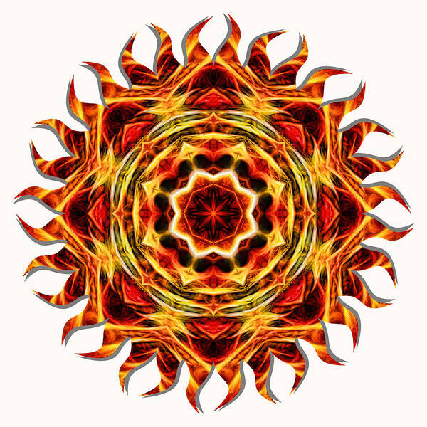 Mandala Art Print featuring the photograph Sun Fire Mandala by Beth Sawickie