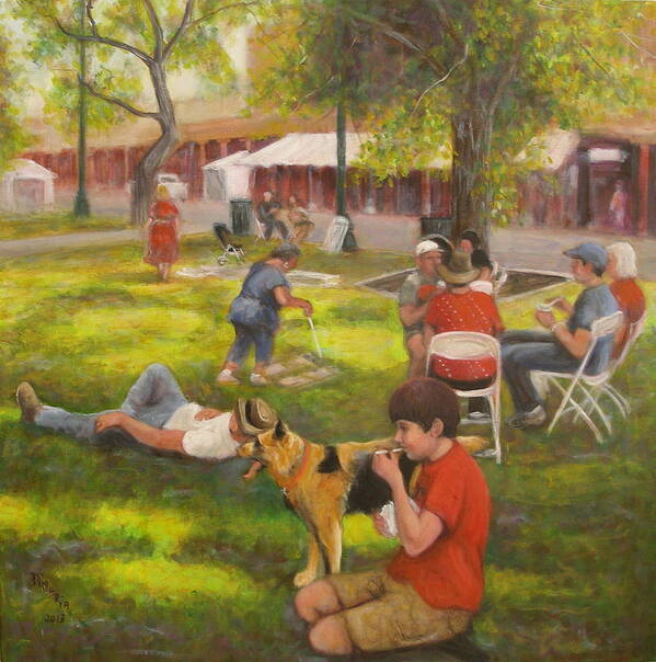Realism Art Print featuring the painting Sunday on the Plaza by Donelli DiMaria