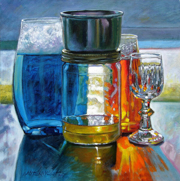 Still Life Art Print featuring the painting Sunlight Shining through Glass by John Lautermilch