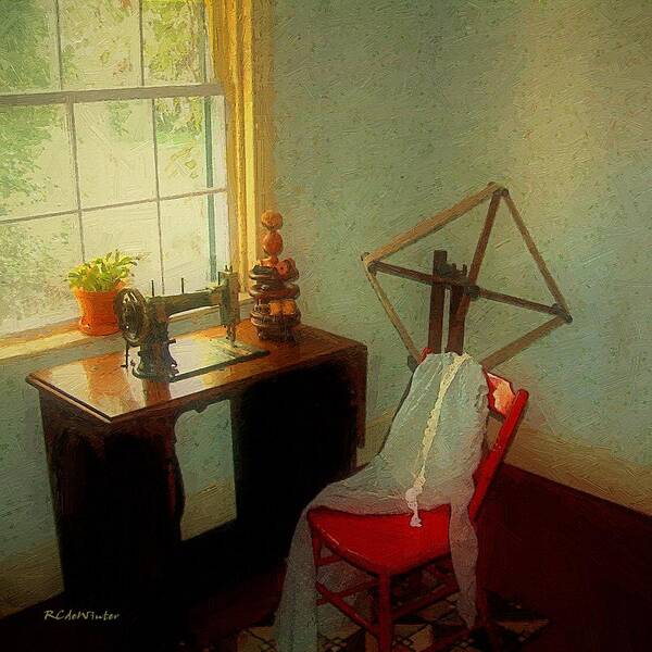 Antiques Art Print featuring the painting Sunny Sewing Room by RC DeWinter