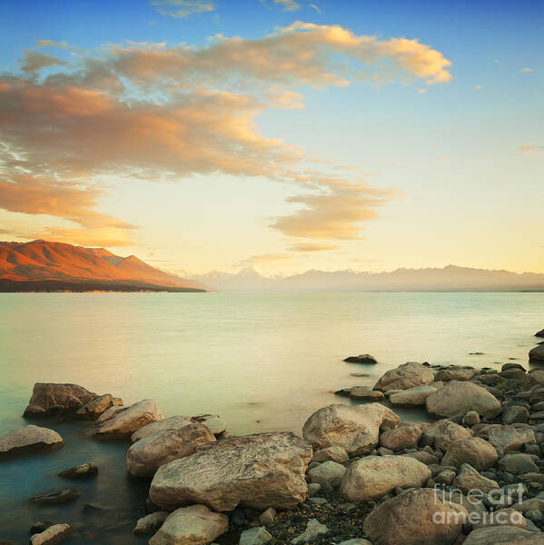 Sunrise Art Print featuring the photograph Sunrise Over Lake Pukaki New Zealand by Colin and Linda McKie