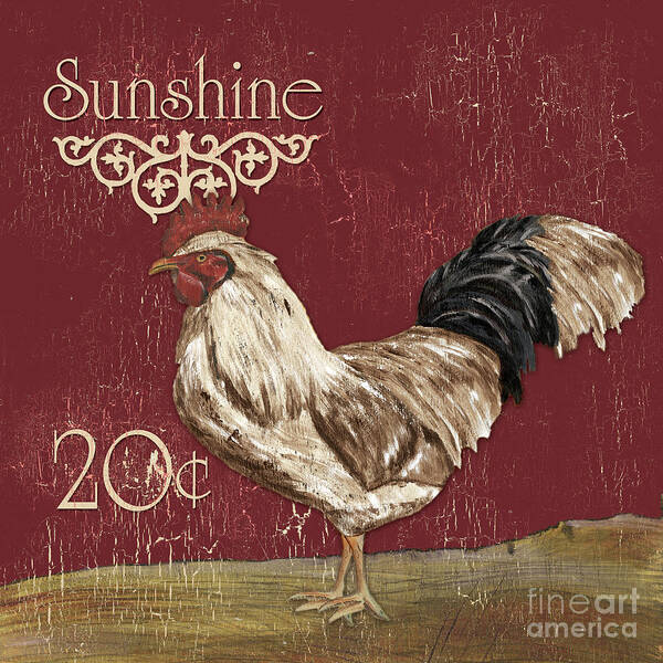 Rooster Art Print featuring the painting Sunshine Rooster by Debbie DeWitt