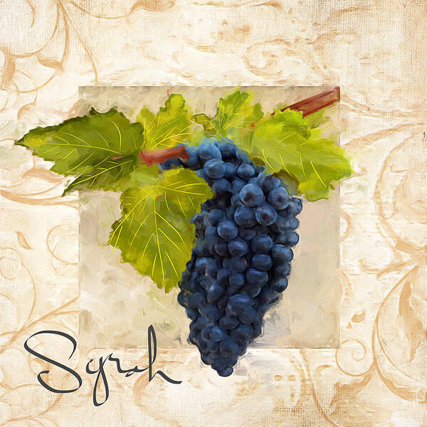 Wine Art Print featuring the painting Syrah by Lourry Legarde