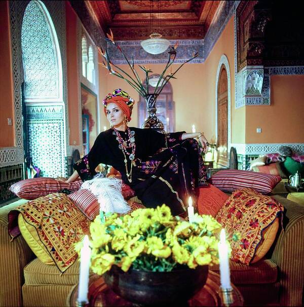 Marrakesh Art Print featuring the photograph Talitha Getty Wearing A Turban by Patrick Lichfield