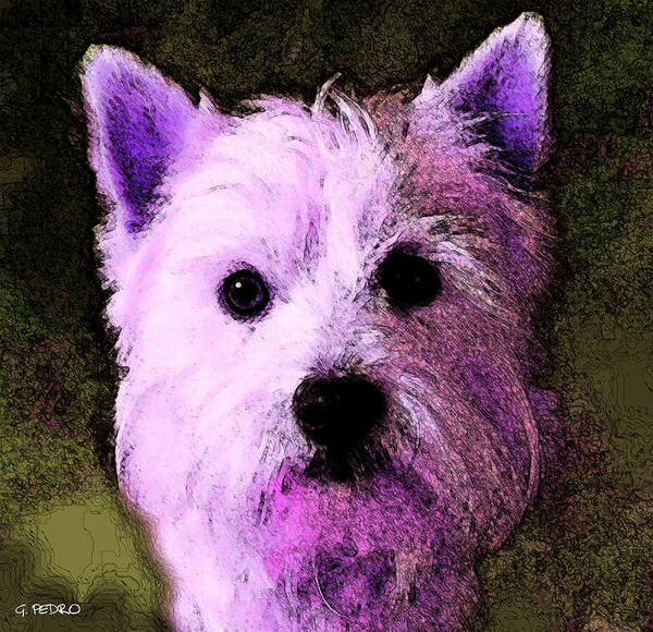 White Art Print featuring the painting Terrier Love by George Pedro