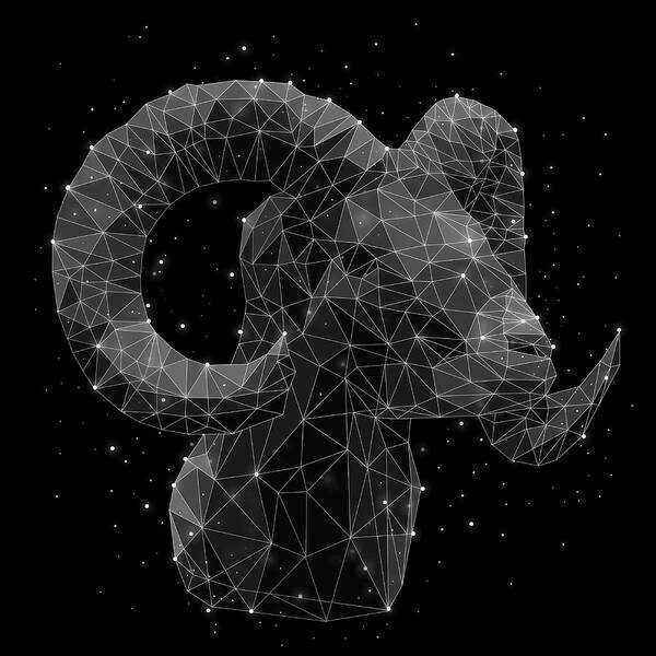 Horned Art Print featuring the digital art The Constellation Of Aries by Malte Mueller