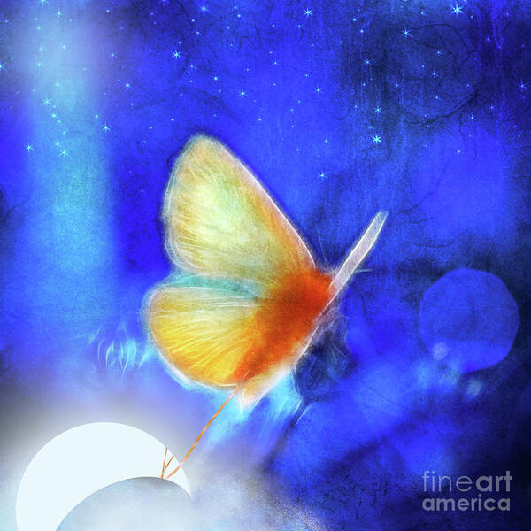 Surrealism Canvas Prints Art Print featuring the digital art The Giant Butterfly and The Moon by Aimelle Ml