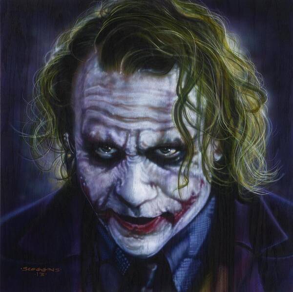 Heath Ledger Art Print featuring the painting The Joker by Timothy Scoggins