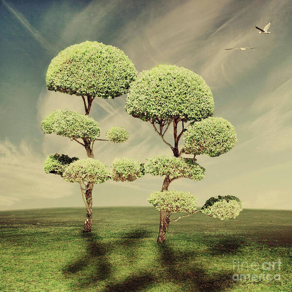 Trees Art Print featuring the digital art The Land of the Lollipop Trees by Linda Lees