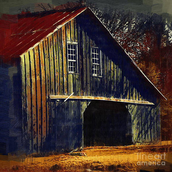 Barn Art Print featuring the digital art The Old Iowa Hay Barn by Kirt Tisdale