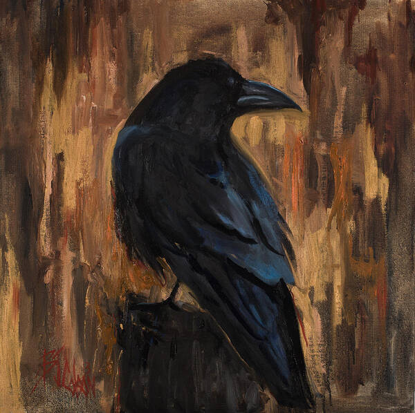 Raven Art Print featuring the painting The Raven by Billie Colson