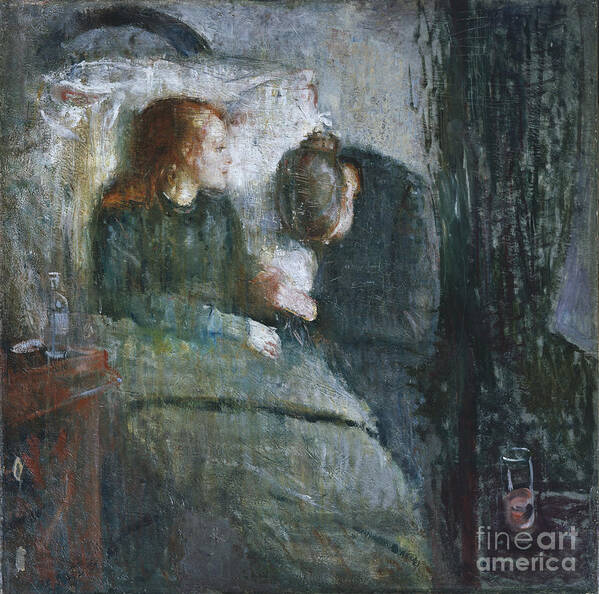 Edvard Munch Art Print featuring the painting The sick child by Edvard Munch