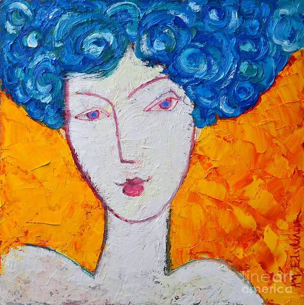 Portrait Art Print featuring the painting The Strength Of Grace Expressionist Girl Portrait by Ana Maria Edulescu