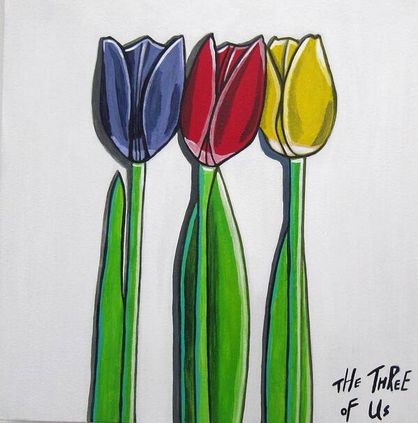 Flower Paintings Art Print featuring the painting The Three of Us by Sandra Marie Adams