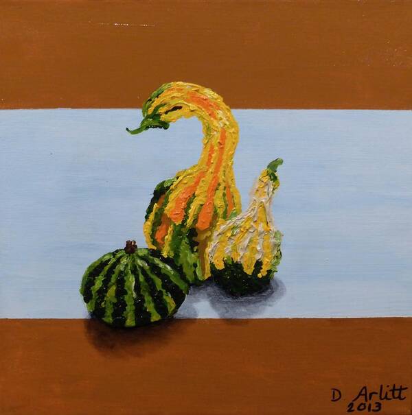 Gourds Art Print featuring the painting Three Amigos by Diane Arlitt