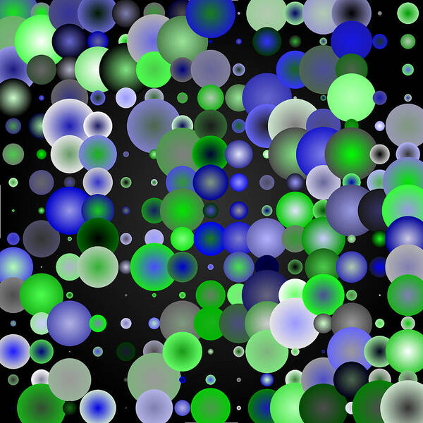 Abstract Digital Algorithm Rithmart Art Print featuring the digital art Tiles.blue-green.2 by Gareth Lewis