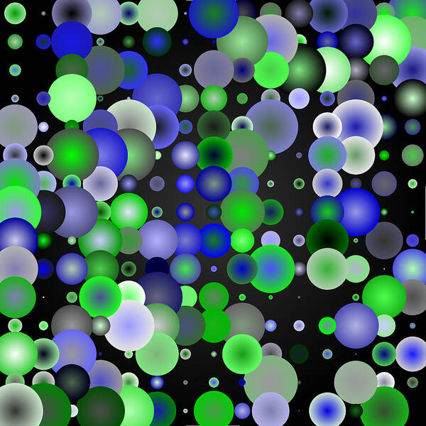 Abstract Digital Algorithm Rithmart Art Print featuring the digital art Tiles.blue-green.2.1 by Gareth Lewis