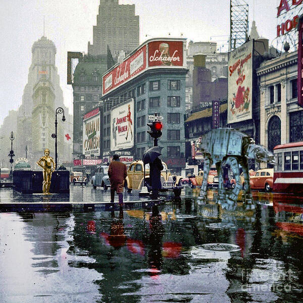 1943 Art Print featuring the photograph Times Square 1943 reloaded by HELGE Art Gallery