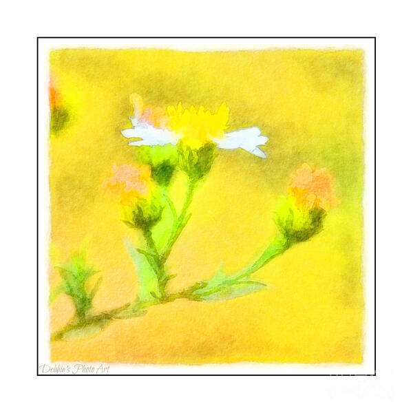 Tiny Art Print featuring the photograph Tiny Wildflowers-Digital Paint II - White frame by Debbie Portwood