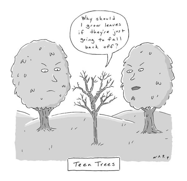 Rebel Art Print featuring the drawing Title: Teen Trees by Kim Warp