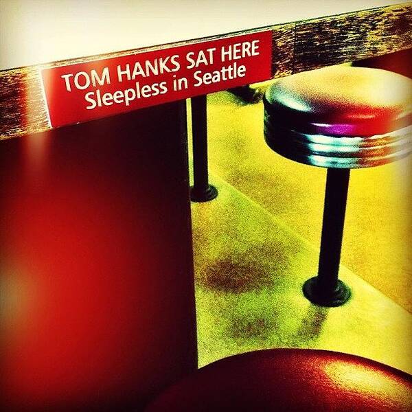 Cute Art Print featuring the photograph #tom #hanks Sat Here /// #seattle by Nick Lucey