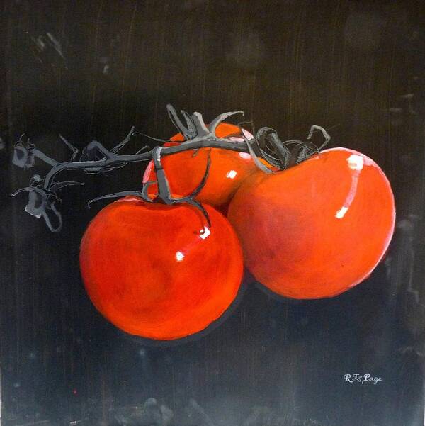 Tomatoes Art Print featuring the painting Tomatoes by Richard Le Page