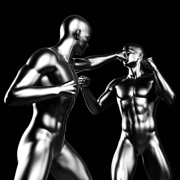Artwork Art Print featuring the photograph Two Boxers Fighting by Sebastian Kaulitzki
