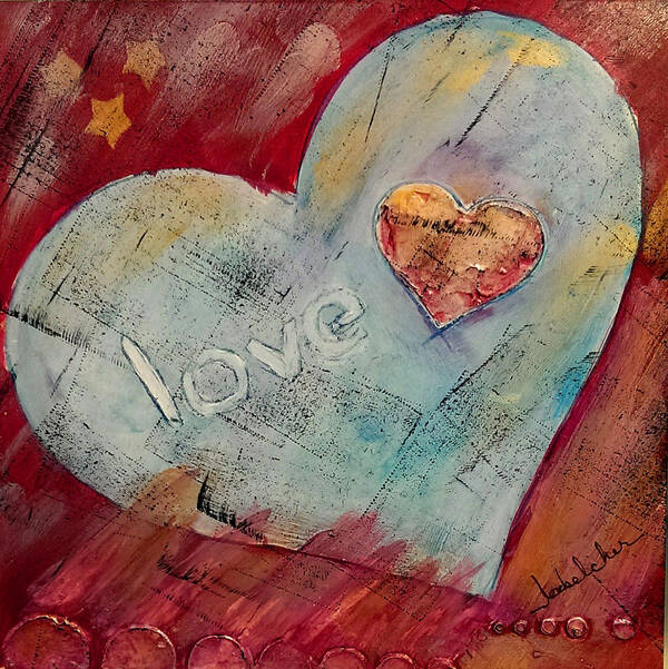 Acrylics Art Print featuring the painting Valentine Heart by Lou Belcher