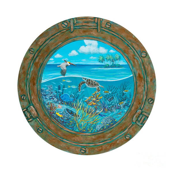 Porthole Art Print featuring the painting View From My Galley by Danielle Perry