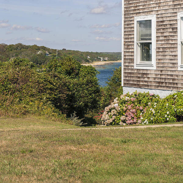 Landscape Art Print featuring the photograph View of Cape Cod Cottage and the Sea by Marianne Campolongo
