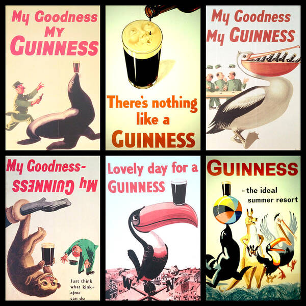 Guinness Collage Art Print featuring the digital art Vintage Guinness by Georgia Fowler