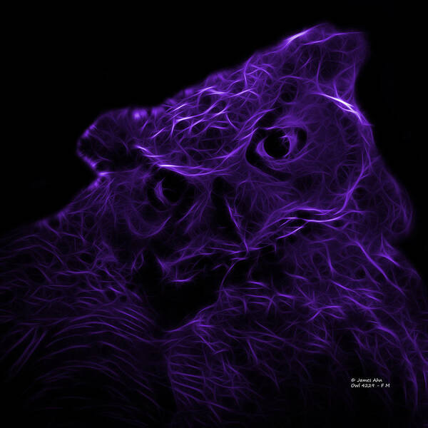 Owl Art Print featuring the digital art Violet Owl 4229 - F M by James Ahn