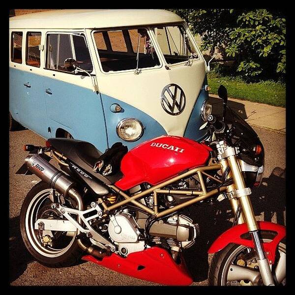 Instabike Art Print featuring the photograph #vw #split #camper #1060 #ducati by Martin Page