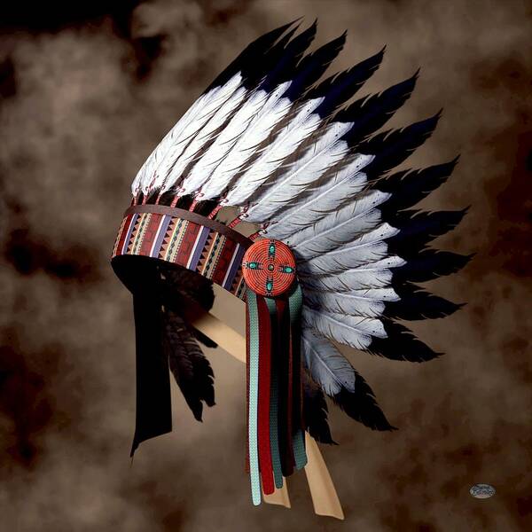 War Bonnet Art Print featuring the digital art Warbonnet by Daniel Eskridge