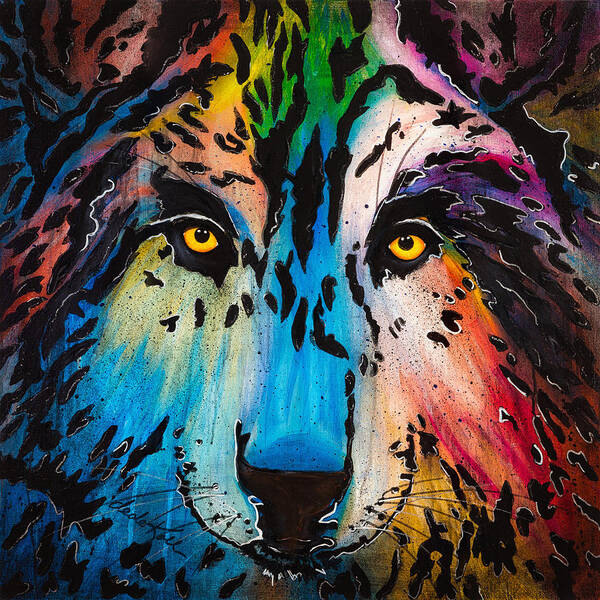 Wolf Art Print featuring the painting Watcher by Dede Koll